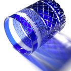 Edo Kiriko,Vieux verre,ligne classique,bleu,lapis-lazuli,Ø7.3 × H9.0 cm, Hanasho,itogikutsunagi,yarai,artisanat traditionnel,fait main,souvenirs,sur commande