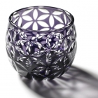 Edo Kiriko,verre,Guinomi,Asa no Ha,raisin,pourpre,Hanasho,feuille de chanvre,saké,artisanat traditionnel,fait main,souvenir,cadeau,fait à la commande