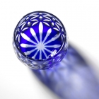 Edo Kiriko,verre,Guinomi,Asa no Ha,lapis-lazuli,bleu,Hanasho,feuille de chanvre,saké,artisanat traditionnel,fait main,souvenir,cadeau,fait à la commande