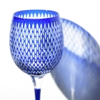 Edo Kiriko,long verre à vin,kometsunagi,lapis-lazuli,bleu,Hanasho, artisanat traditionnel,fait main,souvenir,cadeau,sur commande,Sommet du G8 Toyako '08