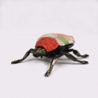Cetoniinae - Série d'objets insectes, dans une boîte décorative en paulownia, technique kimekomi, Taille de la boîte : H5 × W11 × D11 cm