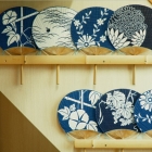 Éventail d'Edo Ukiyoe Toyokuni Bambou sculpté