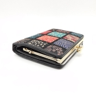 Portefeuille Gamaguchi en cuir patchwork – Multicolore, fabriqué à la main au Japon par Maekawa Inden