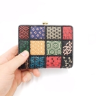 Portefeuille Gamaguchi en cuir patchwork – Multicolore, fabriqué à la main au Japon par Maekawa Inden