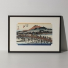 Ukiyoe de  Utagawa Hiroshige « Les Cinquante-trois Relais du Tōkaidō : Keishi (Sanjō Ōhashi) », gravures sur bois, avec cadre