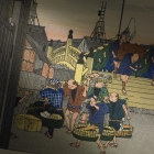 Ukiyoe de Utagawa Hiroshige « Les Cinquante-trois Relais du Tōkaidō : Nihonbashi (scène matinale) », gravures sur bois, avec cadre	
