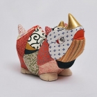rino ! A - Poupée Kimekomi d'un petit rhinocéros,Tokyo,Japon,Artisanat traditionnel, fait main, Dimensions : H 10 x L 15 x P 8 cm