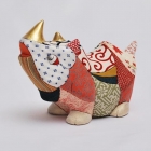 rino ! A - Poupée Kimekomi d'un petit rhinocéros,Tokyo,Japon,Artisanat traditionnel, fait main, Dimensions : H 10 x L 15 x P 8 cm