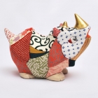 rino ! A - Poupée Kimekomi d'un petit rhinocéros,Tokyo,Japon,Artisanat traditionnel, fait main, Dimensions : H 10 x L 15 x P 8 cm