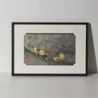 Ukiyoe de  Utagawa Hiroshige « Les Cinquante-trois Relais du Tōkaidō : Shōno (averse) », gravures sur bois, avec cadre