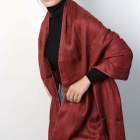 Etole - KUMIHIMO, Teinture Tatsumaki, tresse plate, rouge, rayures, grande, écharpe, Ryukobo, kimono, Japonais, Tokyo, artisanat traditionnel, soie, cadeau, fait main